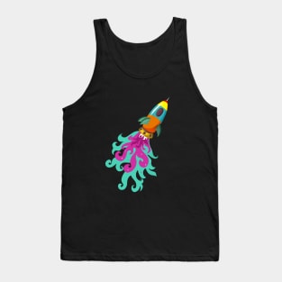 Retro Rocket Blasting Into Space Tank Top